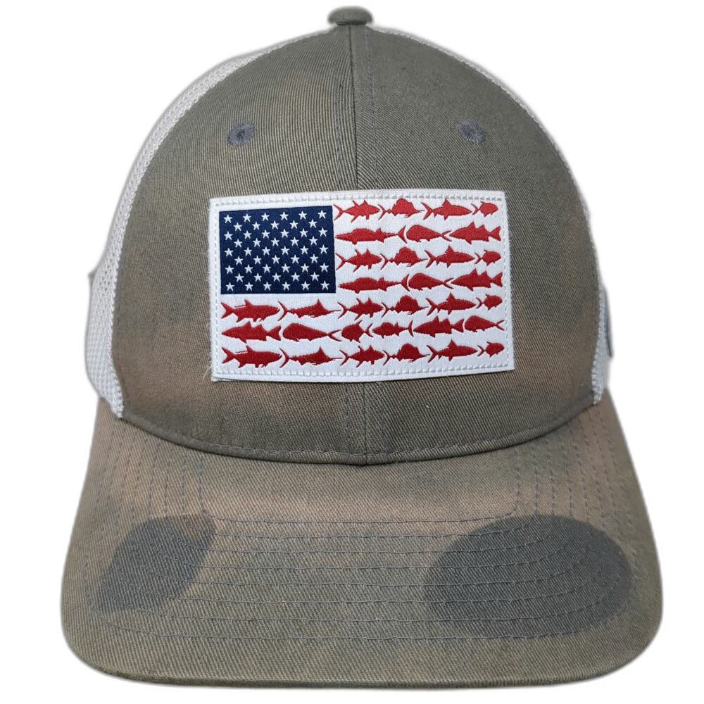 Columbia Baseball Cap Gray Hat XL Fleetwood Homes Fish Flag Mesh Fishing PFG